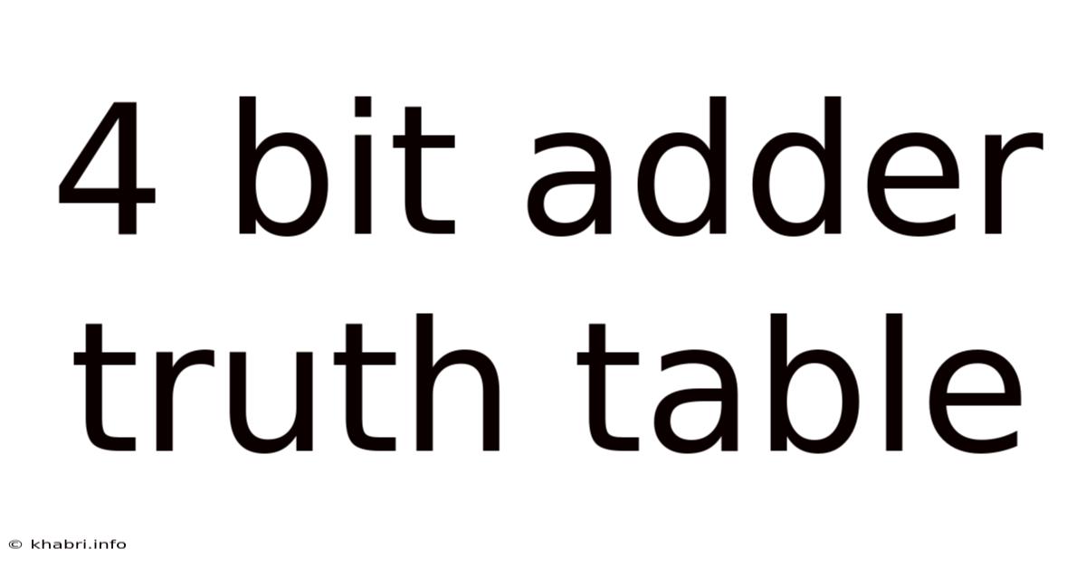 4 Bit Adder Truth Table