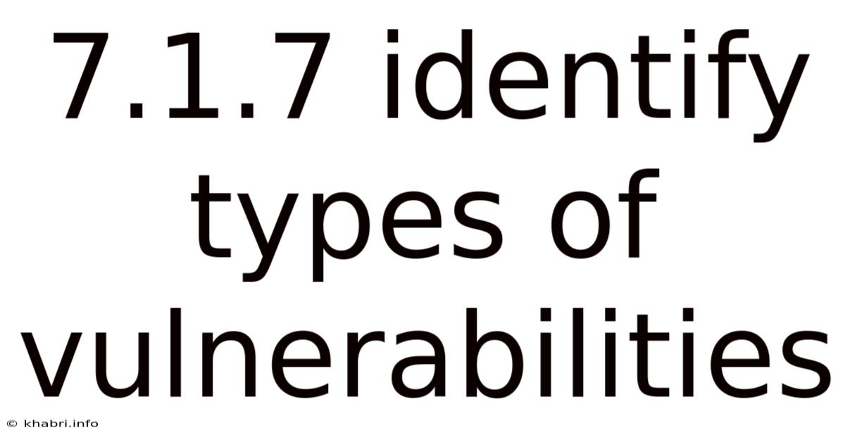 7.1.7 Identify Types Of Vulnerabilities