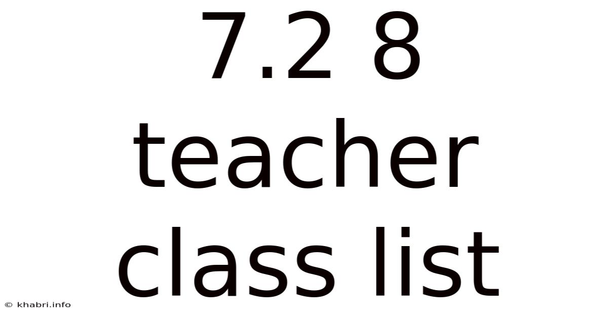 7.2 8 Teacher Class List