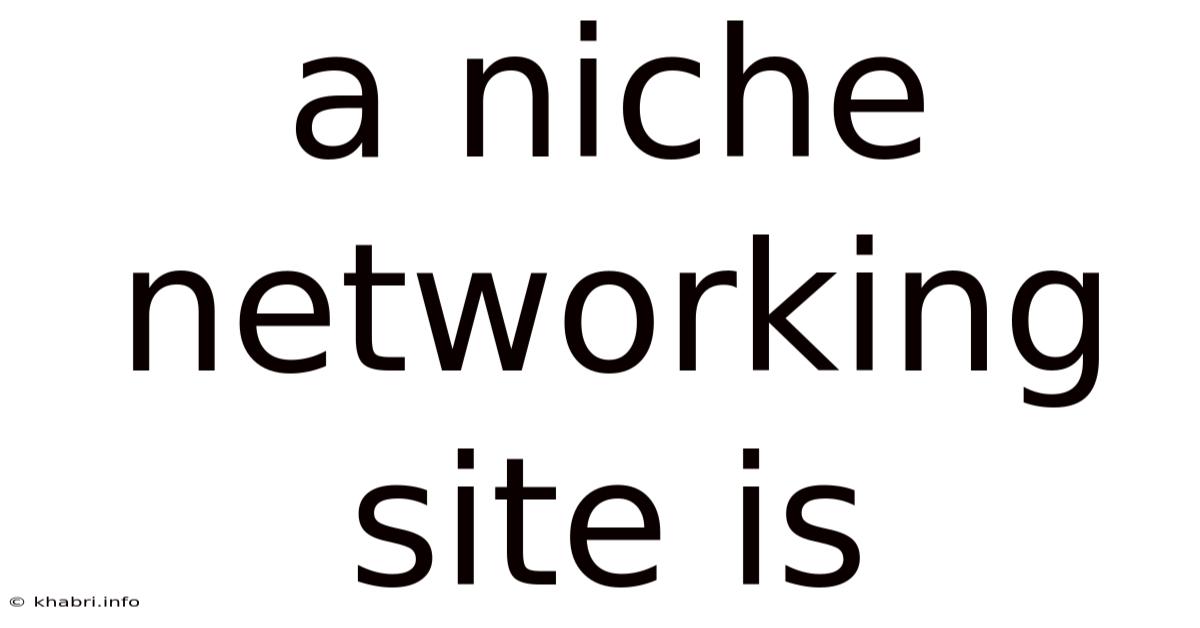 A Niche Networking Site Is