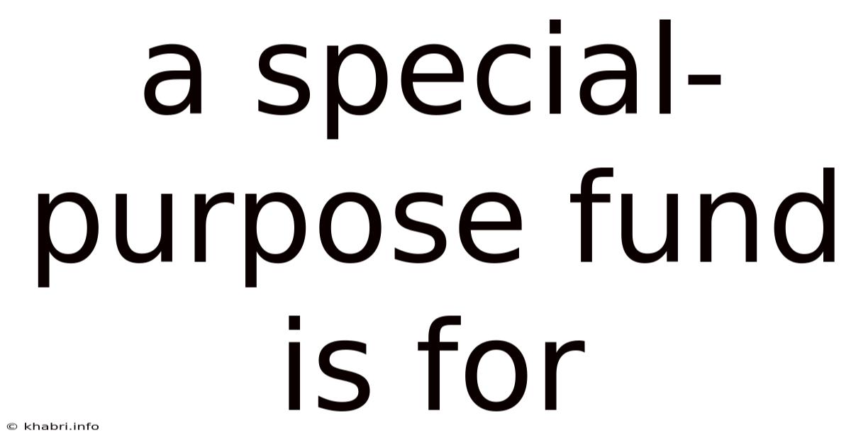 A Special-purpose Fund Is For