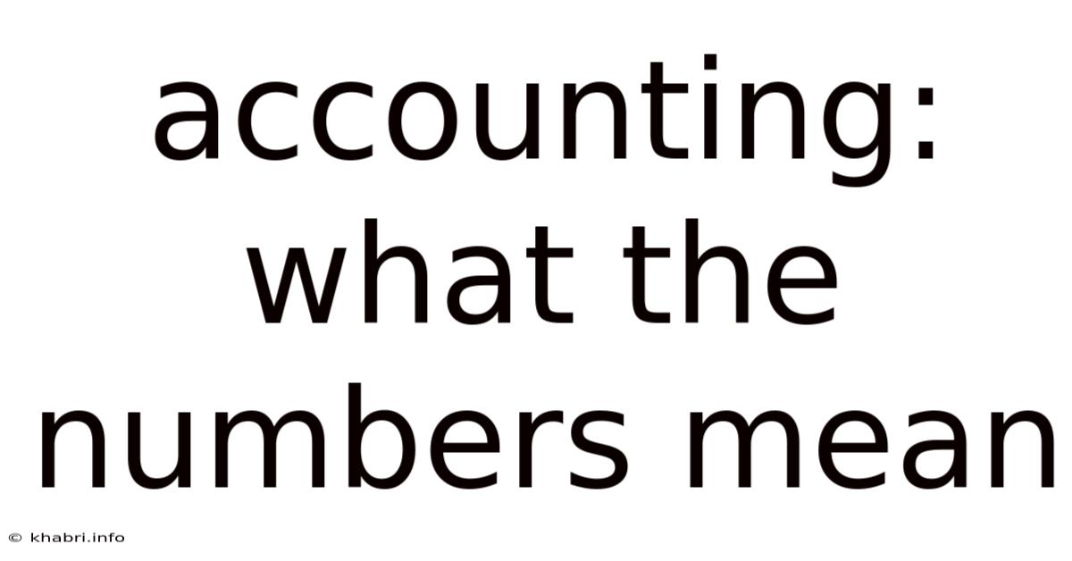Accounting: What The Numbers Mean