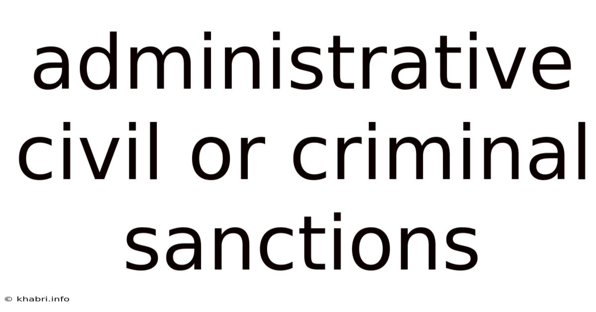Administrative Civil Or Criminal Sanctions