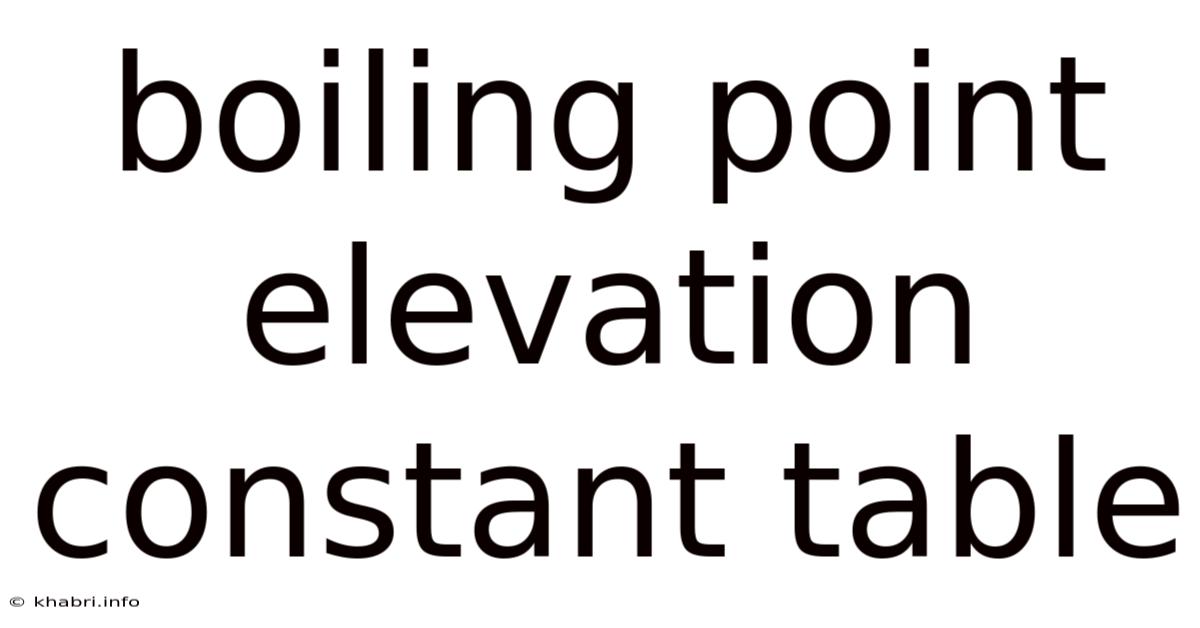 Boiling Point Elevation Constant Table
