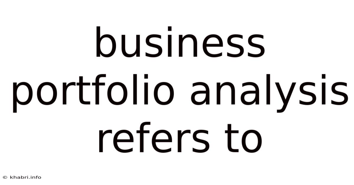 Business Portfolio Analysis Refers To