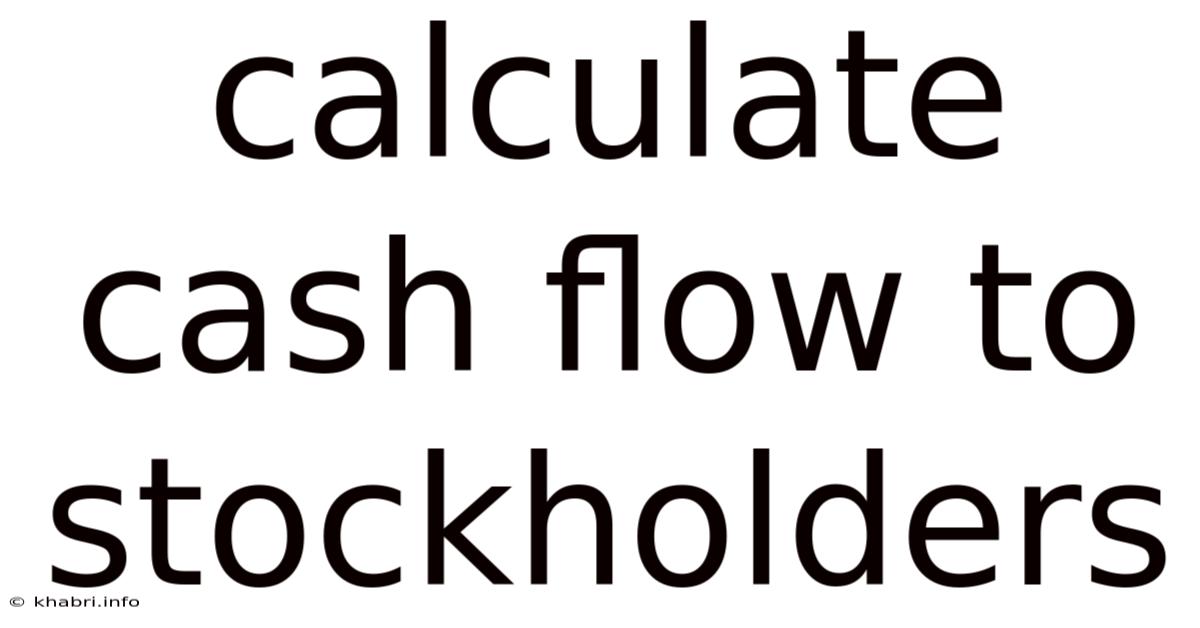 Calculate Cash Flow To Stockholders