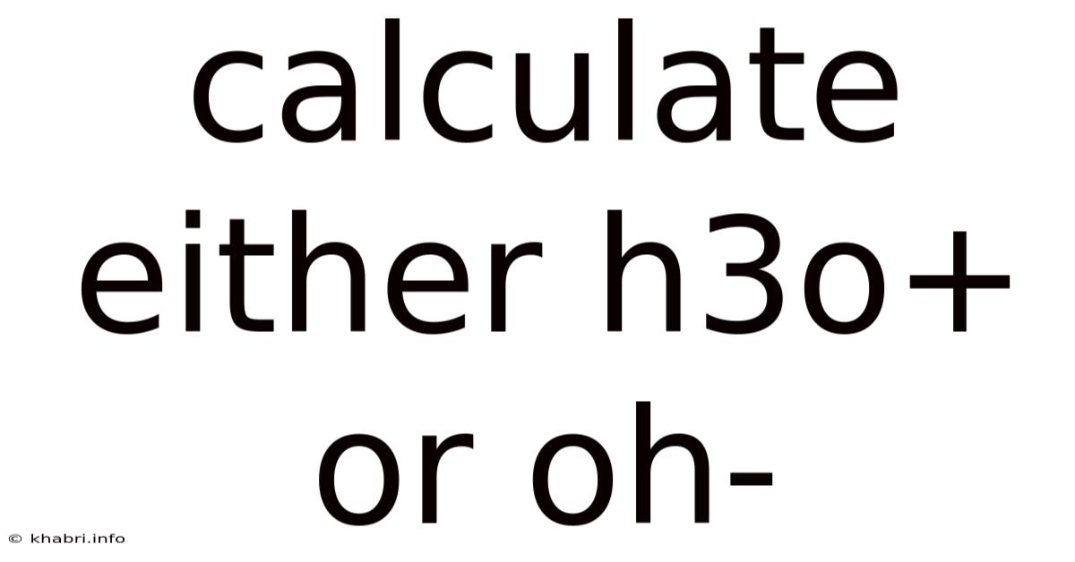 Calculate Either H3o+ Or Oh-