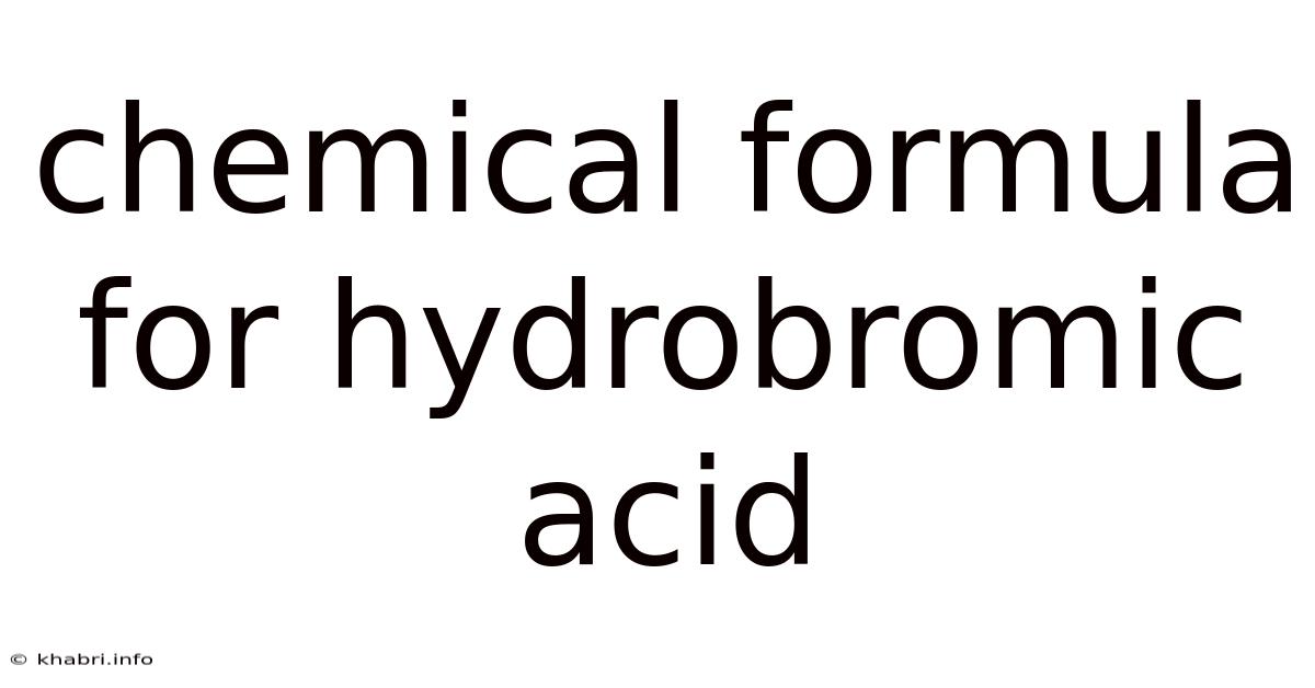Chemical Formula For Hydrobromic Acid