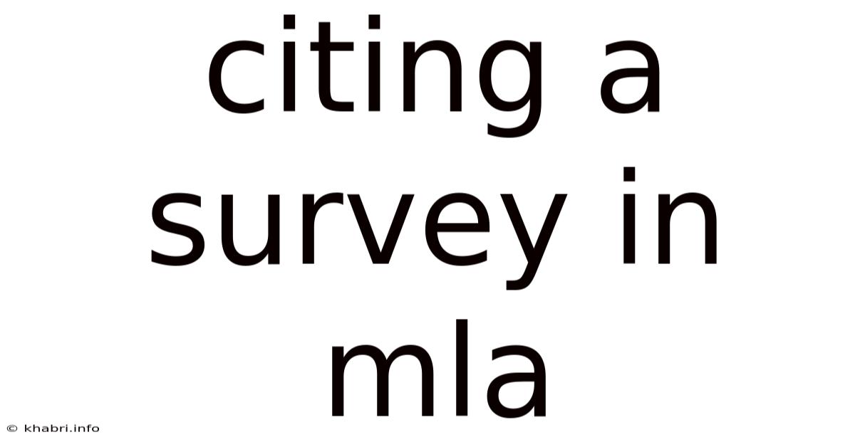 Citing A Survey In Mla