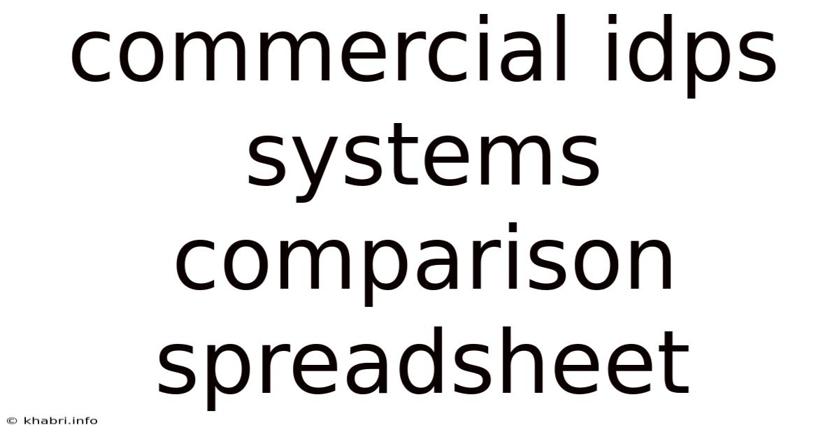 Commercial Idps Systems Comparison Spreadsheet