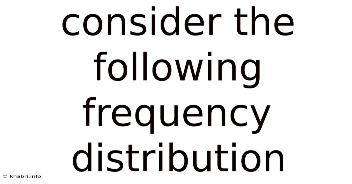 Consider The Following Frequency Distribution