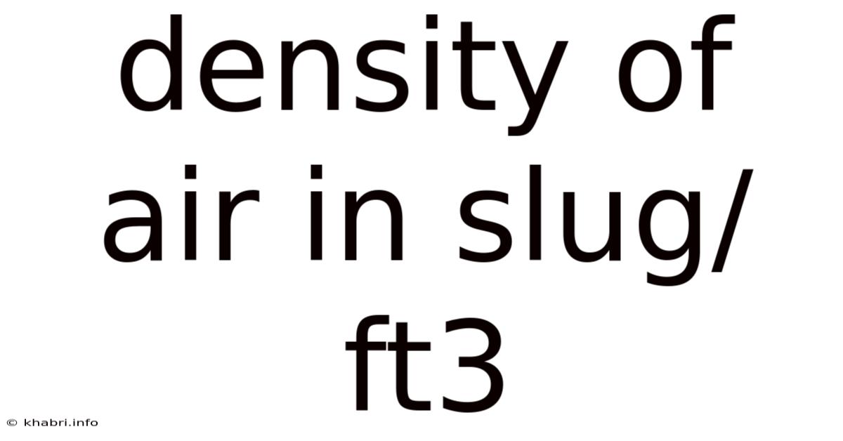 Density Of Air In Slug/ft3