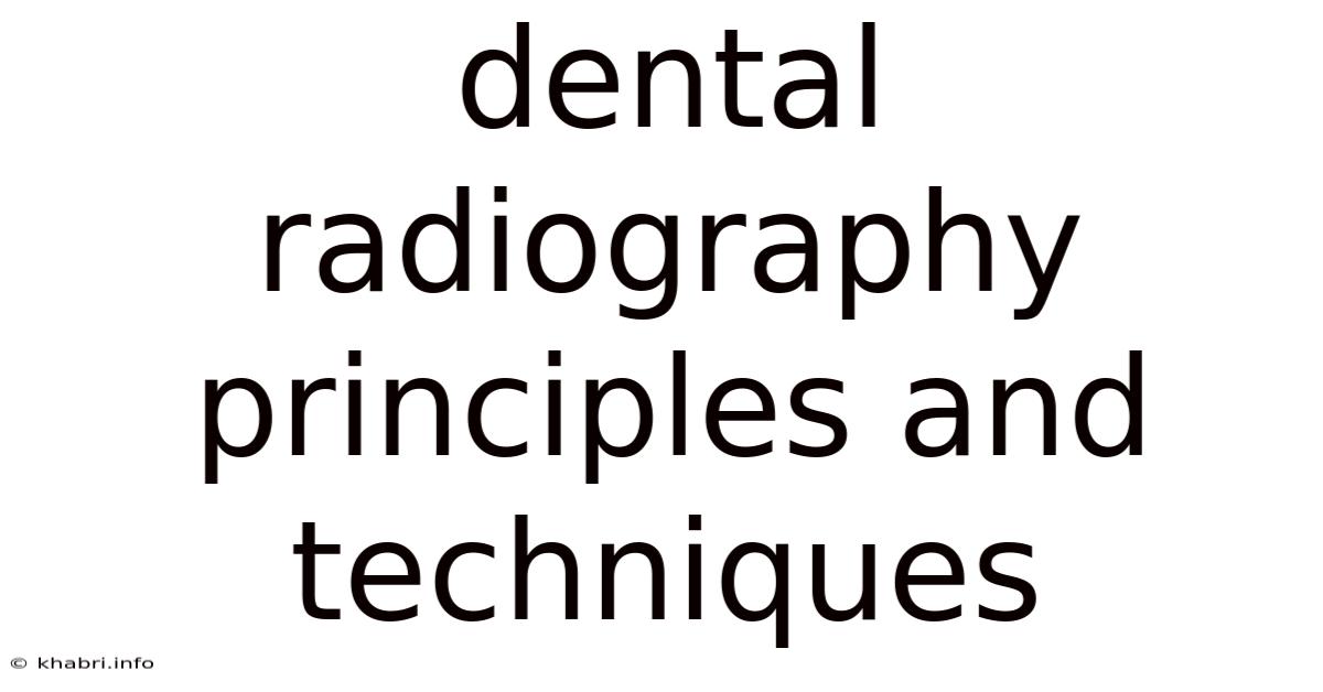 Dental Radiography Principles And Techniques