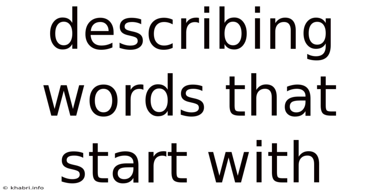 Describing Words That Start With