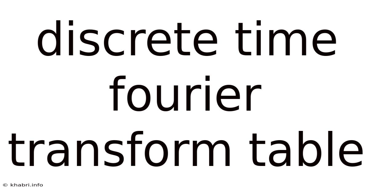 Discrete Time Fourier Transform Table