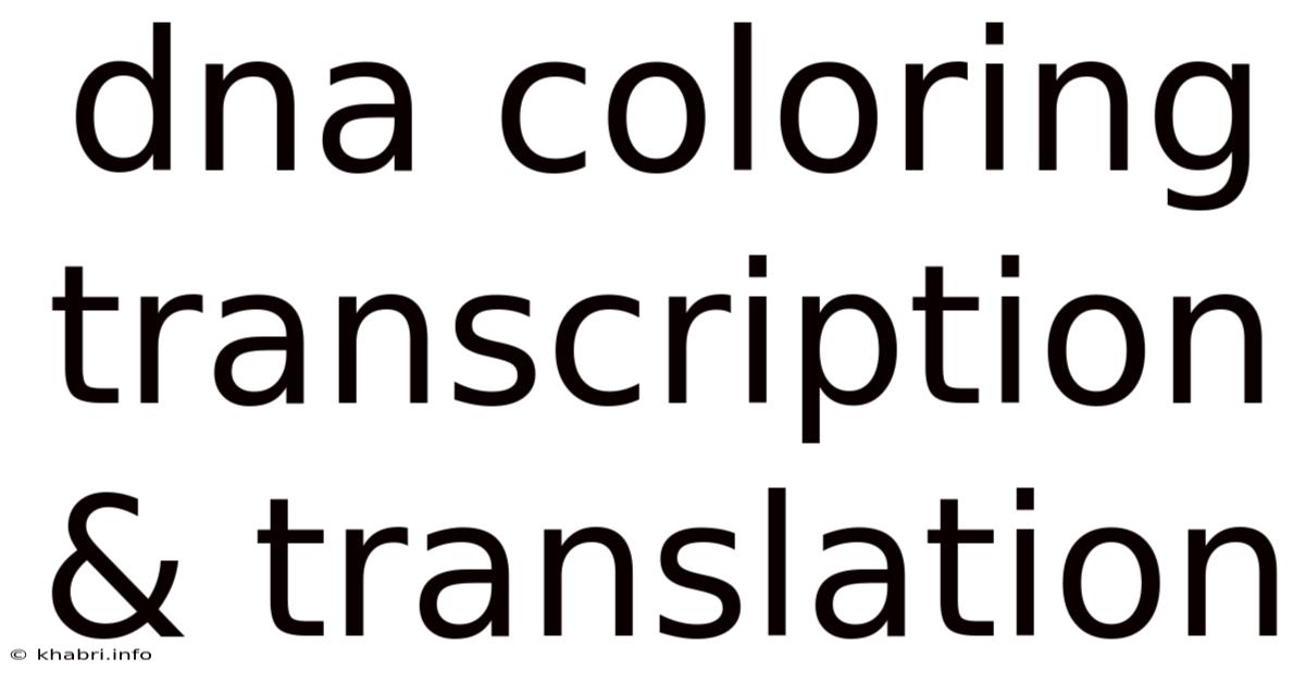 Dna Coloring Transcription & Translation