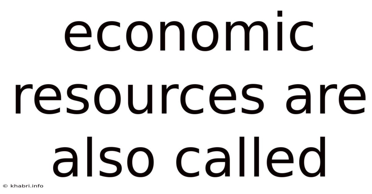 Economic Resources Are Also Called
