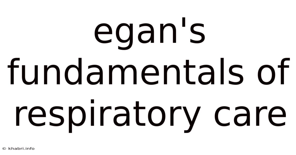 Egan's Fundamentals Of Respiratory Care
