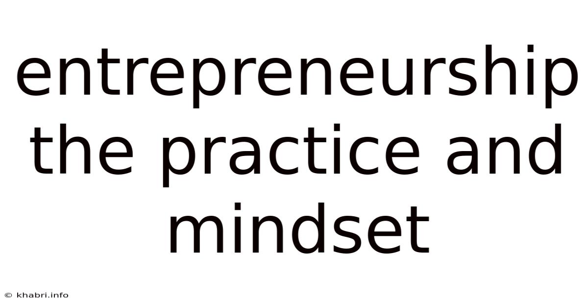 Entrepreneurship The Practice And Mindset