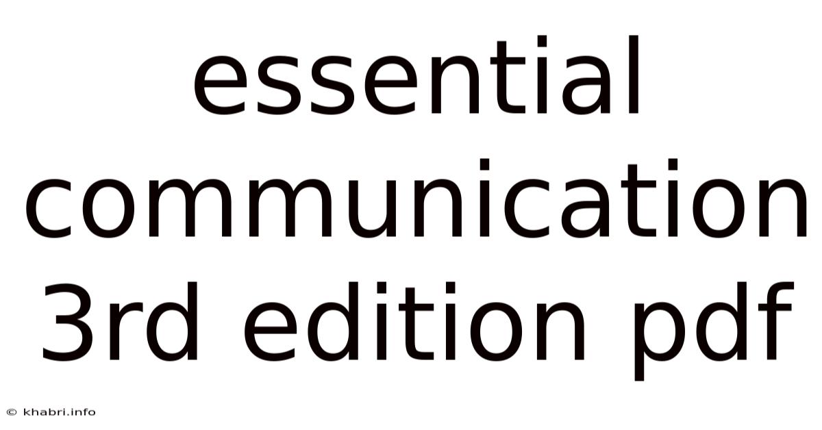 Essential Communication 3rd Edition Pdf