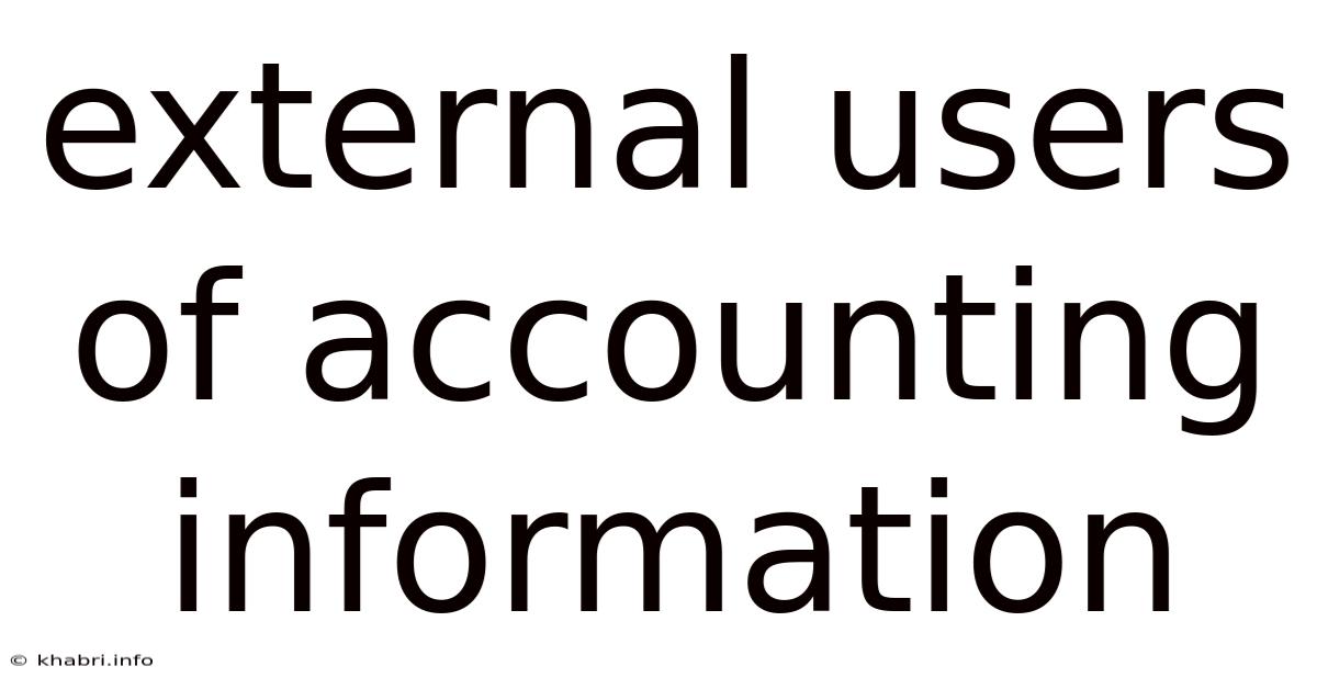 External Users Of Accounting Information