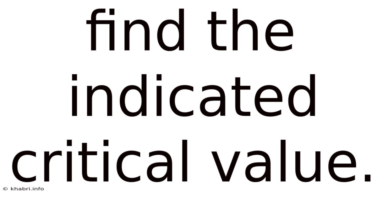 Find The Indicated Critical Value.