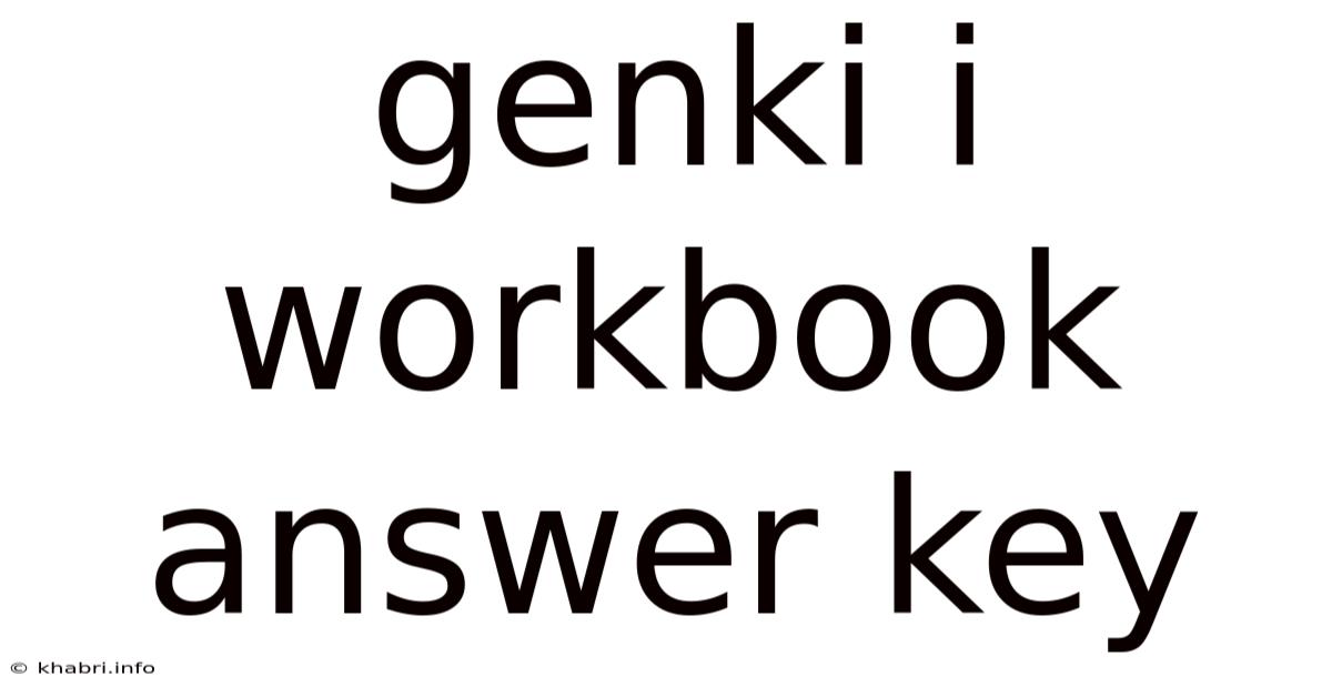 Genki I Workbook Answer Key