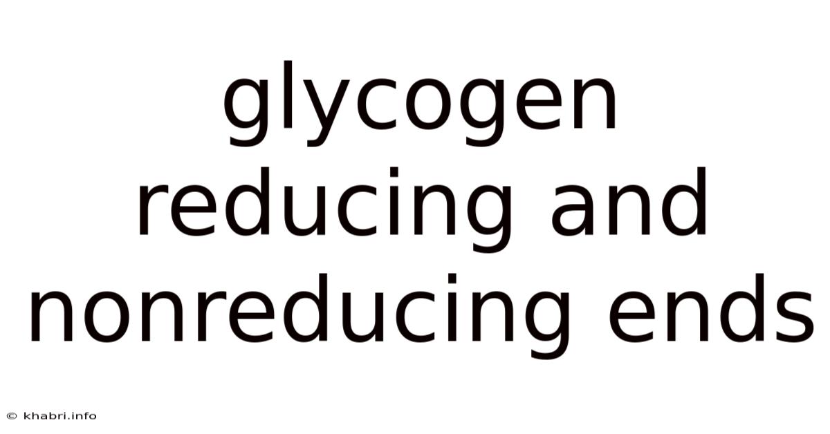 Glycogen Reducing And Nonreducing Ends