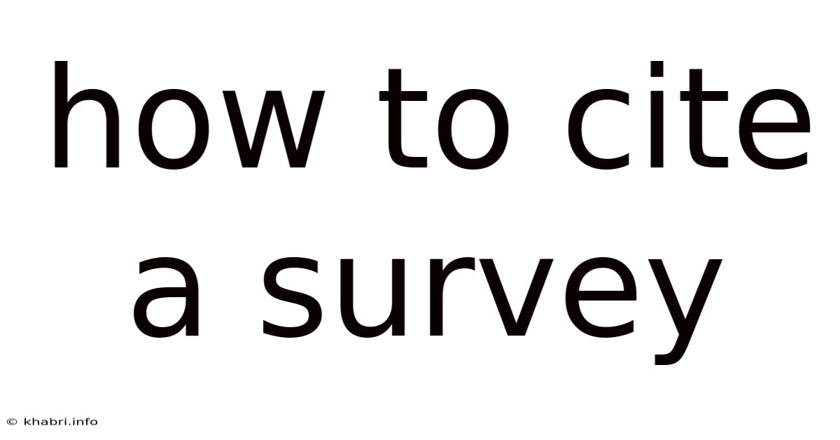 How To Cite A Survey