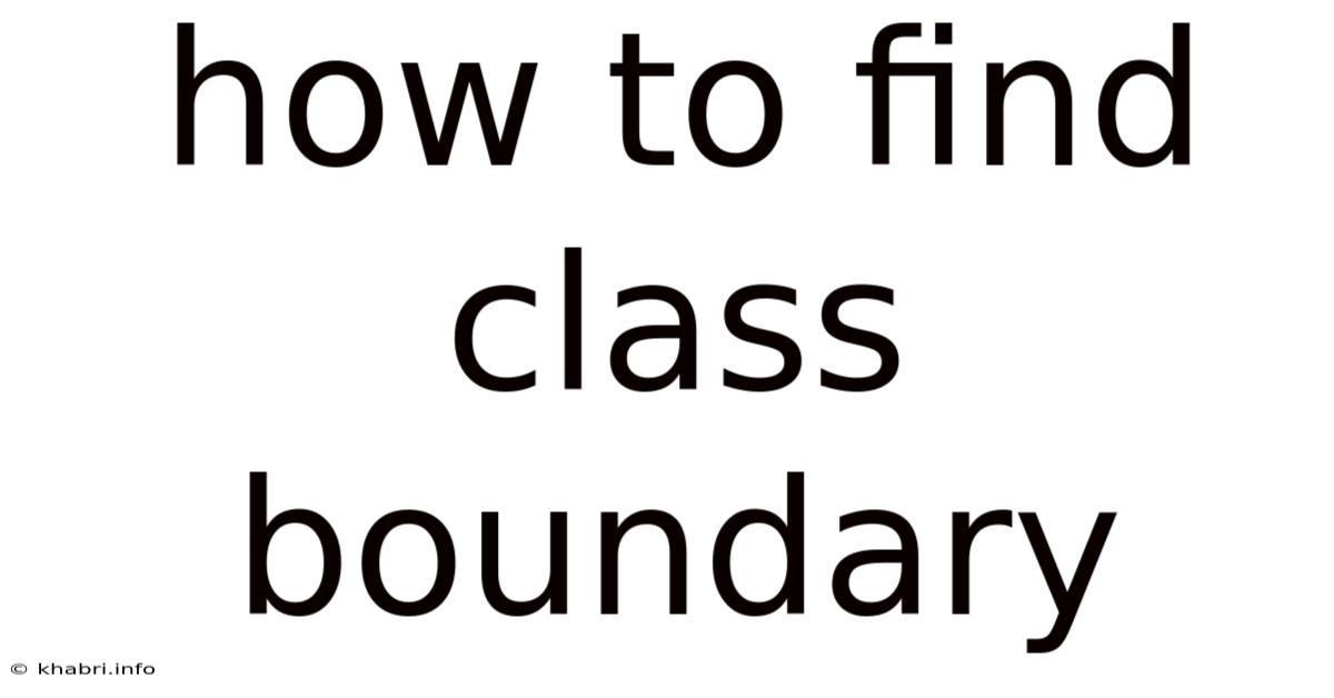 How To Find Class Boundary