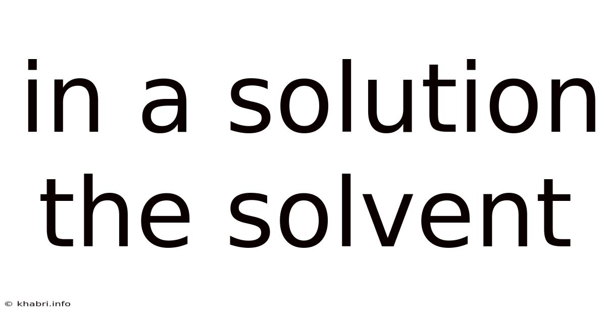 In A Solution The Solvent