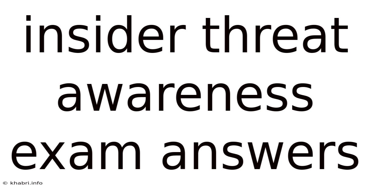 Insider Threat Awareness Exam Answers