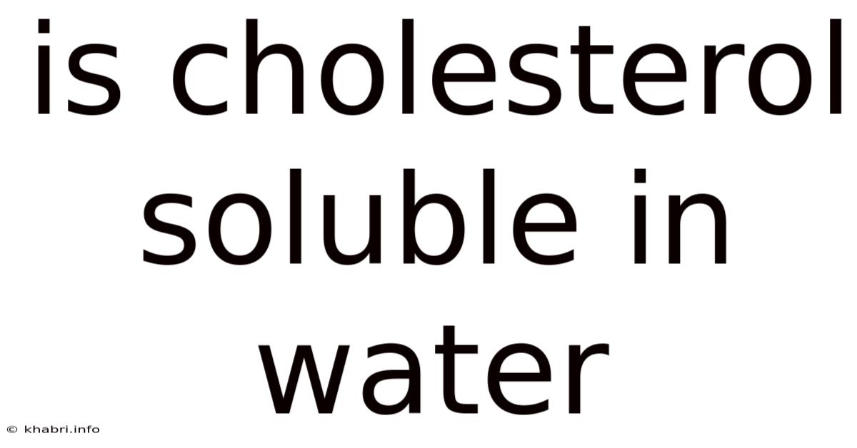 Is Cholesterol Soluble In Water