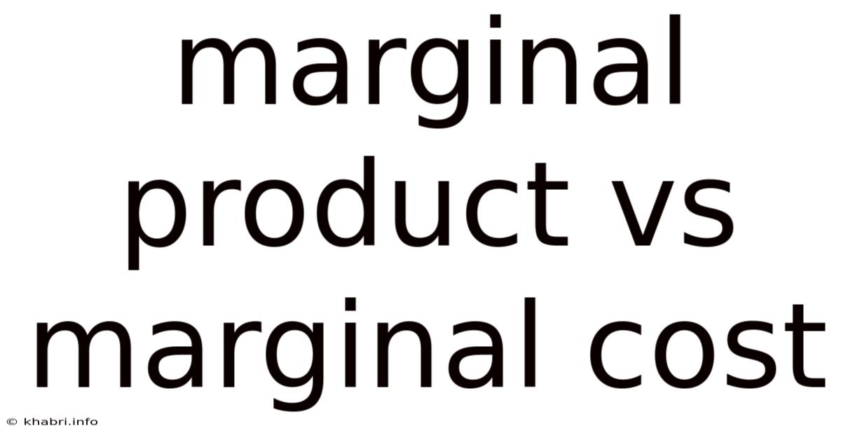Marginal Product Vs Marginal Cost