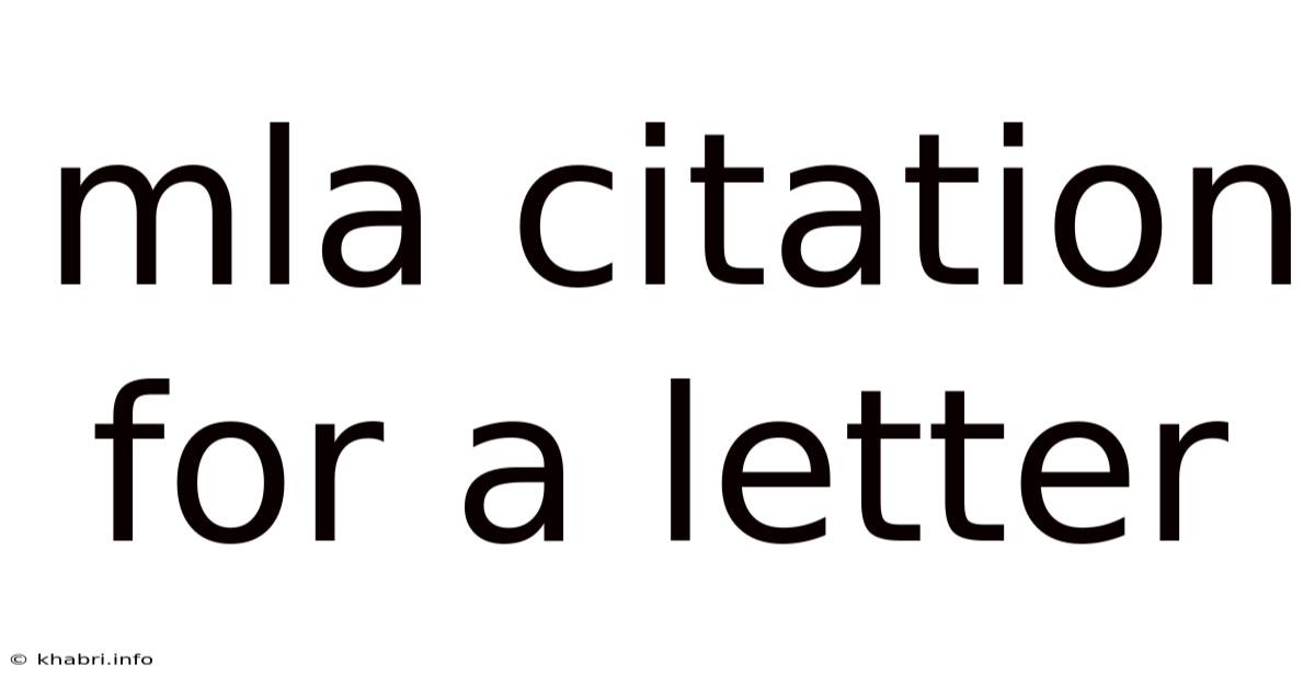 Mla Citation For A Letter