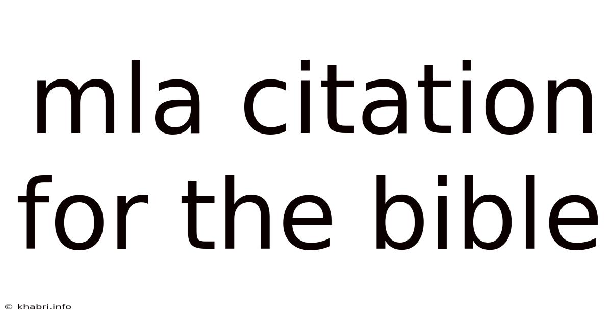 Mla Citation For The Bible