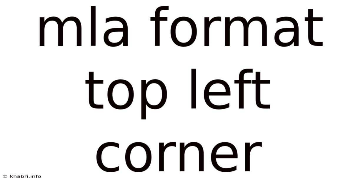 Mla Format Top Left Corner
