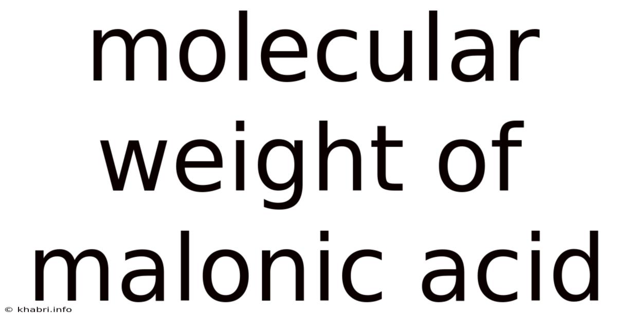 Molecular Weight Of Malonic Acid