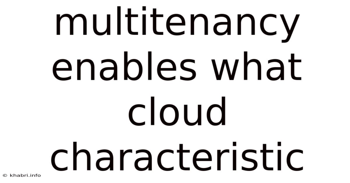 Multitenancy Enables What Cloud Characteristic