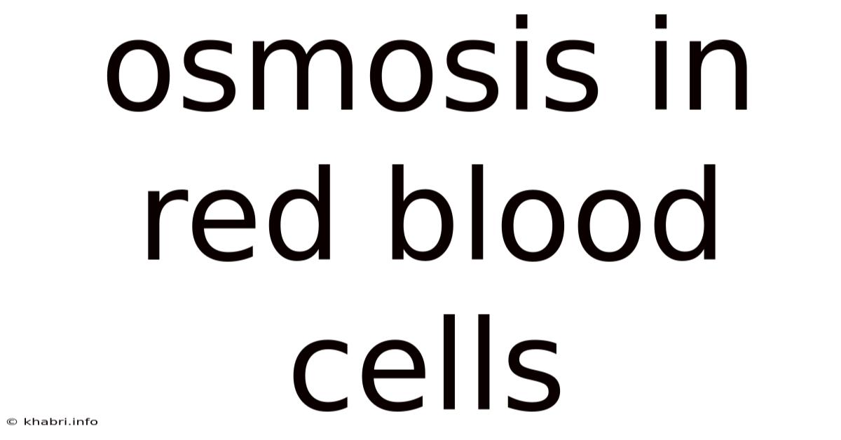 Osmosis In Red Blood Cells
