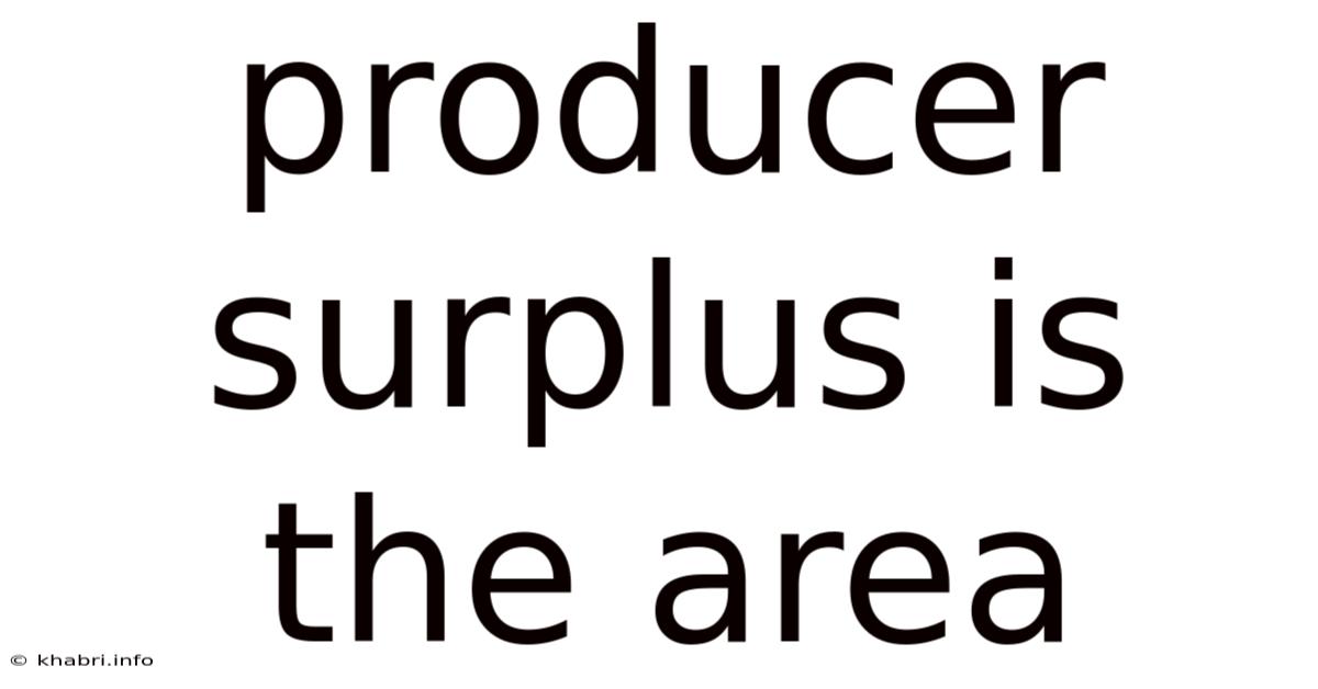 Producer Surplus Is The Area