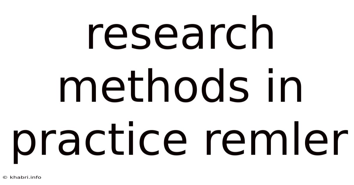 Research Methods In Practice Remler