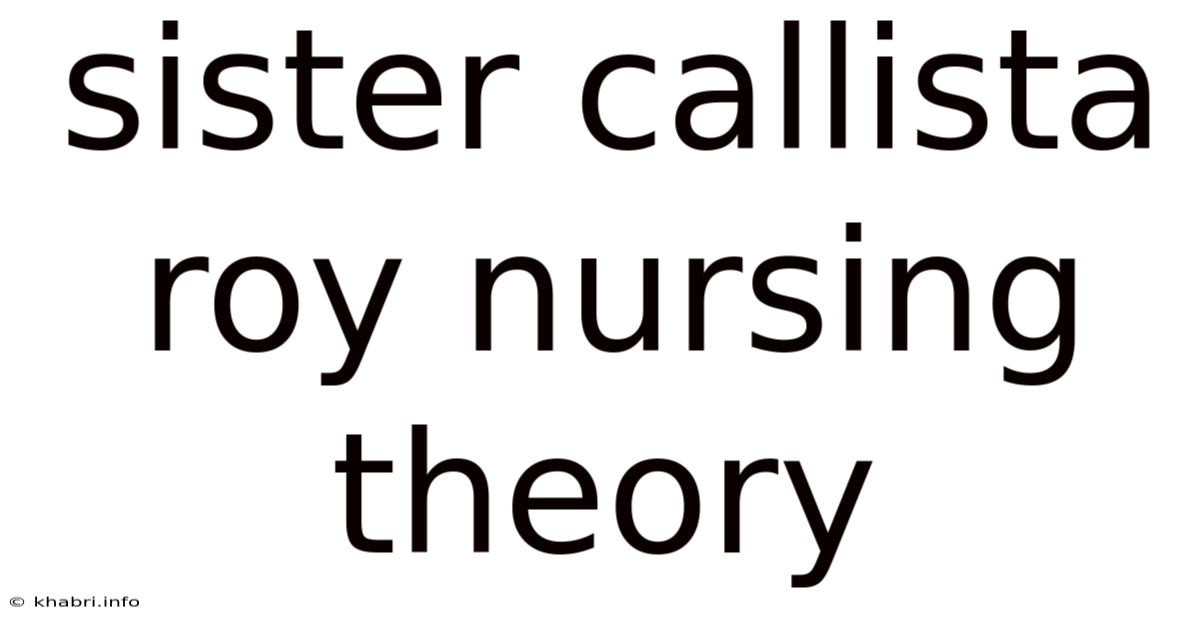 Sister Callista Roy Nursing Theory