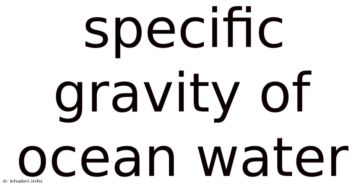 Specific Gravity Of Ocean Water