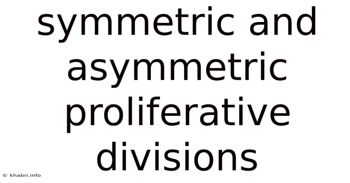 Symmetric And Asymmetric Proliferative Divisions