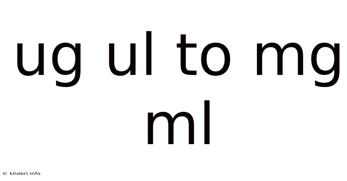 Ug Ul To Mg Ml