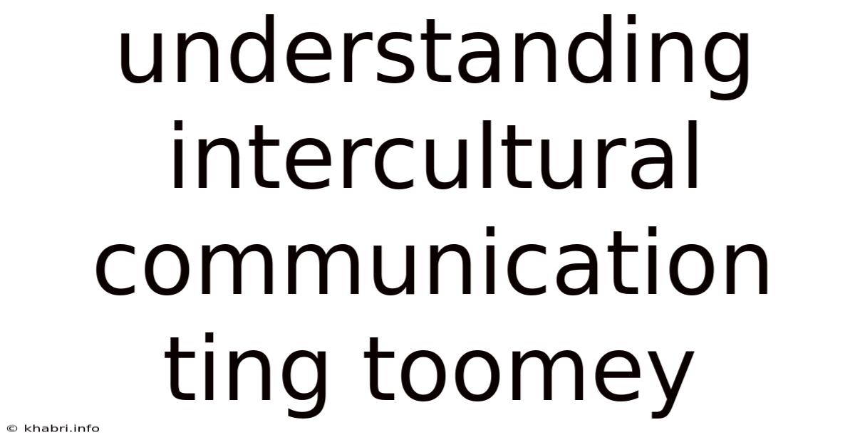 Understanding Intercultural Communication Ting Toomey