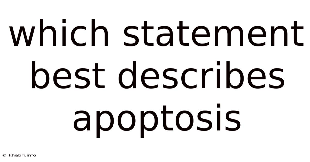 Which Statement Best Describes Apoptosis