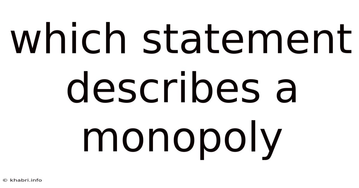 Which Statement Describes A Monopoly