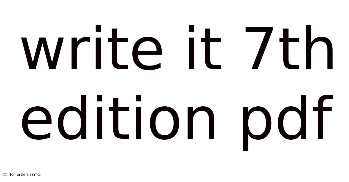 Write It 7th Edition Pdf